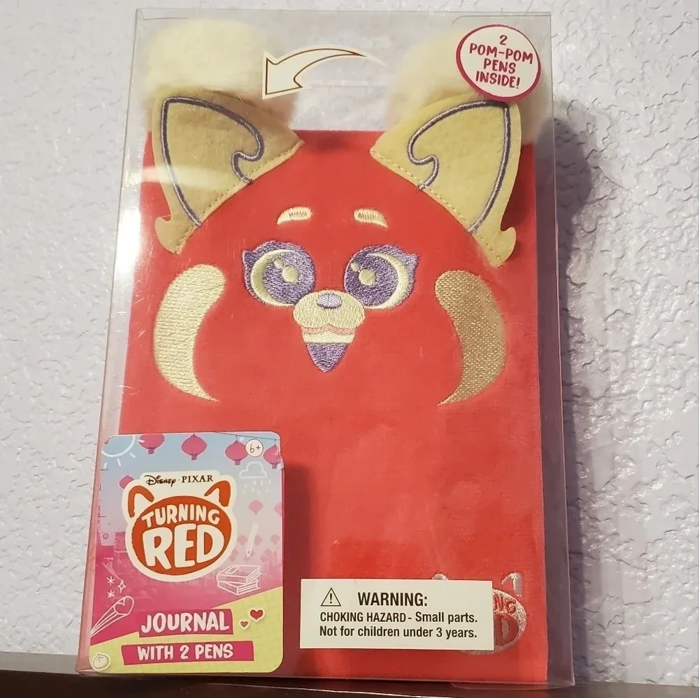 Disney Pixar Turning Red Panda Plush Journal with 2 Pom Pom Pens